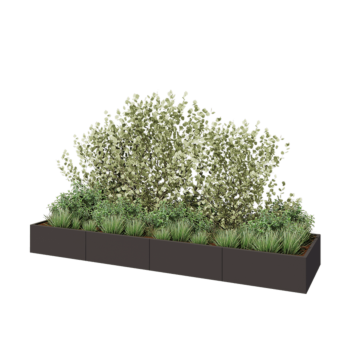 Tērauda puķu kaste XXL - Taisnstūris - 400 x 100 x 40 cm - Cita RAL krāsa - Bez pamatplates