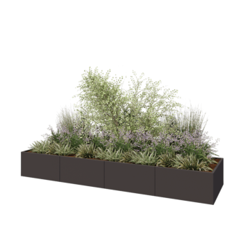 Tērauda puķu kaste XXL - Taisnstūris - 400 x 100 x 50 cm - Cita RAL krāsa - Bez pamatplates