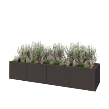 Tērauda puķu kaste XXL - Taisnstūris - 400 x 100 x 80 cm - Cita RAL krāsa - Ar pamatplati