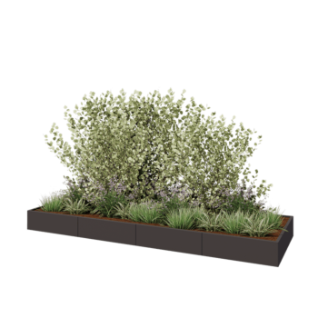 Tērauda puķu kaste XXL - Taisnstūris - 400 x 120 x 30 cm - Cita RAL krāsa - Bez pamatplates