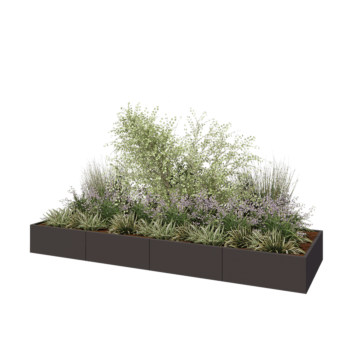 Tērauda puķu kaste XXL - Taisnstūris - 400 x 120 x 40 cm - Cita RAL krāsa - Ar pamatplati