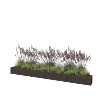 Tērauda puķu kaste XXL - Taisnstūris - 400 x 30 x 30 cm - RAL7016 matēts (antracīta pelēks) - Ar pamatplati