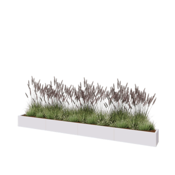 Tērauda puķu kaste XXL - Taisnstūris - 400 x 30 x 30 cm - RAL9010 matēts (balts) - Ar pamatplati