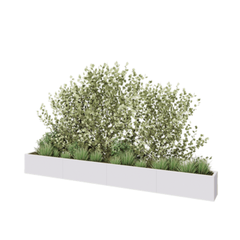 Tērauda puķu kaste XXL - Taisnstūris - 400 x 30 x 40 cm - RAL9010 matēts (balts) - Ar pamatplati