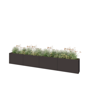 Tērauda puķu kaste XXL - Taisnstūris - 400 x 30 x 60 cm - RAL7016 matēts (antracīta pelēks) - Ar pamatplati