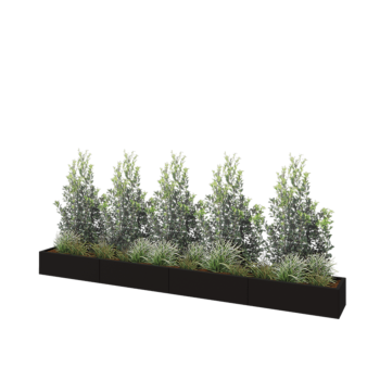 Tērauda puķu kaste XXL - Taisnstūris - 400 x 40 x 30 cm - RAL9005 matēts (melns) - Bez pamatplates