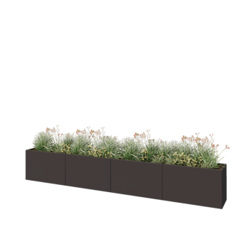 Tērauda puķu kaste XXL - Taisnstūris - 400 x 40 x 60 cm - Cita RAL krāsa - Ar pamatplati