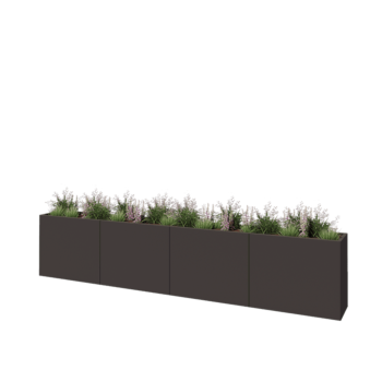 Tērauda puķu kaste XXL - Taisnstūris - 400 x 40 x 80 cm - RAL7016 matēts (antracīta pelēks) - Ar pamatplati