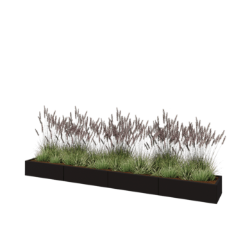 Tērauda puķu kaste XXL - Taisnstūris - 400 x 50 x 30 cm - RAL9005 matēts (melns) - Ar pamatplati