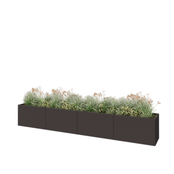 Tērauda puķu kaste XXL - Taisnstūris - 400 x 50 x 60 cm - RAL7016 matēts (antracīta pelēks) - Ar pamatplati