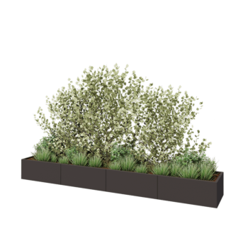 Tērauda puķu kaste XXL - Taisnstūris - 400 x 60 x 40 cm - RAL7016 matēts (antracīta pelēks) - Ar pamatplati