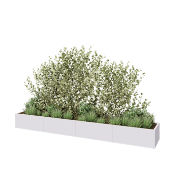 Tērauda puķu kaste XXL - Taisnstūris - 400 x 60 x 40 cm - RAL9010 matēts (balts) - Ar pamatplati