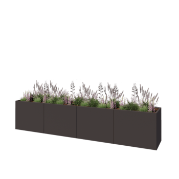Tērauda puķu kaste XXL - Taisnstūris - 400 x 60 x 80 cm - Cita RAL krāsa - Ar pamatplati