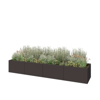 Tērauda puķu kaste XXL - Taisnstūris - 400 x 80 x 60 cm - Cita RAL krāsa - Bez pamatplates