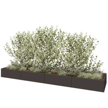 Tērauda puķu kaste XXL - Taisnstūris - 480 x 100 x 40 cm - Cita RAL krāsa - Ar pamatplati