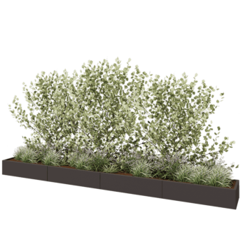 Tērauda puķu kaste XXL - Taisnstūris - 480 x 50 x 30 cm - Cita RAL krāsa - Ar pamatplati