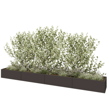 Tērauda puķu kaste XXL - Taisnstūris - 480 x 60 x 40 cm - Cita RAL krāsa - Bez pamatplates