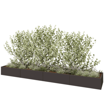 Tērauda puķu kaste XXL - Taisnstūris - 480 x 80 x 40 cm - Cita RAL krāsa - Bez pamatplates