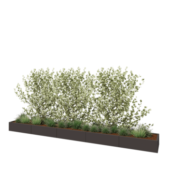 Tērauda puķu kaste XXL - Taisnstūris - 500 x 60 x 30 cm - Cita RAL krāsa - Ar pamatplati