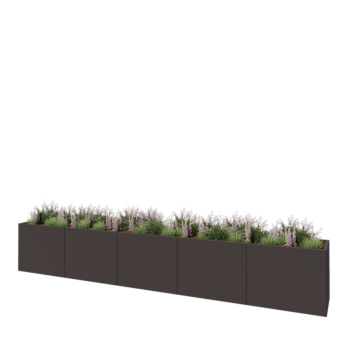 Tērauda puķu kaste XXL - Taisnstūris - 500 x 60 x 80 cm - Cita RAL krāsa - Ar pamatplati