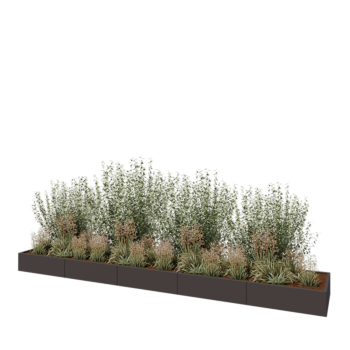 Tērauda puķu kaste XXL - Taisnstūris - 500 x 80 x 30 cm - Cita RAL krāsa - Ar pamatplati