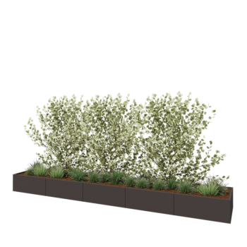 Tērauda puķu kaste XXL - Taisnstūris - 500 x 80 x 40 cm - Cita RAL krāsa - Ar pamatplati