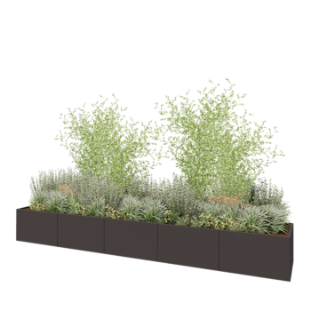 Tērauda puķu kaste XXL - Taisnstūris - 500 x 80 x 60 cm - Cita RAL krāsa - Ar pamatplati