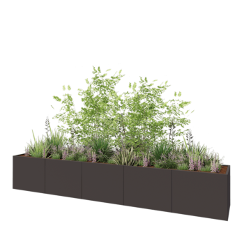 Tērauda puķu kaste XXL - Taisnstūris - 500 x 80 x 80 cm - Cita RAL krāsa - Ar pamatplati