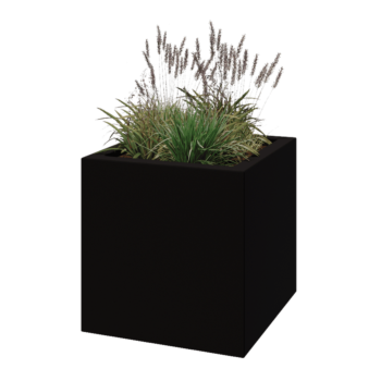 Stikla šķiedras puķu kaste - Kvadrāts - 70 x 70 x 70 cm - RAL9005 matēts (melns) - Ar dibenu