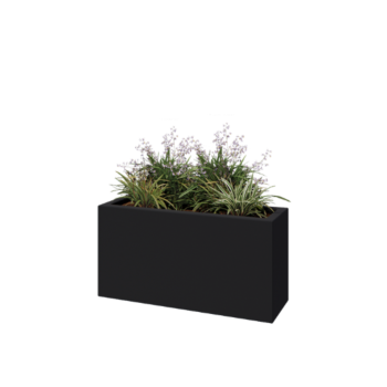 Stikla šķiedras puķu kaste - Taisnstūris - 100 x 30 x 50 cm - RAL7021 matēts (melns pelēks) - Ar dibenu