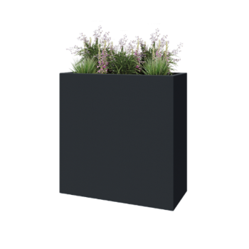 Stikla šķiedras puķu kaste - Taisnstūris - 100 x 40 x 100 cm - RAL7021 matēts (melns pelēks) - Ar dibenu