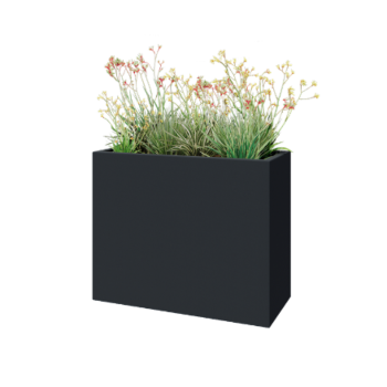 Stikla šķiedras puķu kaste - Taisnstūris - 100 x 40 x 80 cm - RAL7021 matēts (melns pelēks) - Ar dibenu