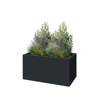 Stikla šķiedras puķu kaste - Taisnstūris - 100 x 50 x 50 cm - RAL7021 matēts (melns pelēks) - Ar dibenu