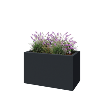 Stikla šķiedras puķu kaste - Taisnstūris - 100 x 50 x 60 cm - RAL7021 matēts (melns pelēks) - Ar dibenu