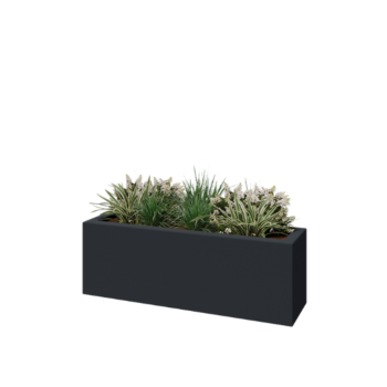 Stikla šķiedras puķu kaste - Taisnstūris - 120 x 30 x 40 cm - RAL7021 matēts (melns pelēks) - Ar dibenu