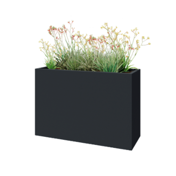 Stikla šķiedras puķu kaste - Taisnstūris - 120 x 40 x 80 cm - RAL7021 matēts (melns pelēks) - Ar dibenu