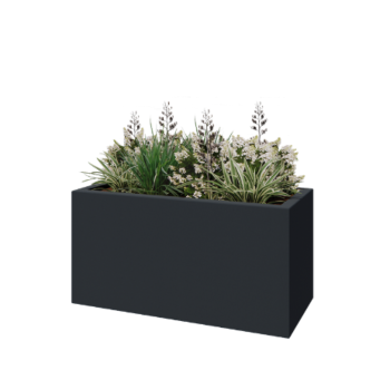 Stikla šķiedras puķu kaste - Taisnstūris - 120 x 50 x 40 cm - RAL7021 matēts (melns pelēks) - Ar dibenu