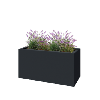 Stikla šķiedras puķu kaste - Taisnstūris - 120 x 50 x 60 cm - RAL7021 matēts (melns pelēks) - Ar dibenu