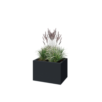 Stikla šķiedras puķu kaste - Taisnstūris - 60 x 40 x 40 cm - RAL7021 matēts (melns pelēks) - Ar dibenu