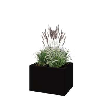 Stikla šķiedras puķu kaste - Taisnstūris - 60 x 40 x 40 cm - RAL9005 matēts (melns) - Ar dibenu