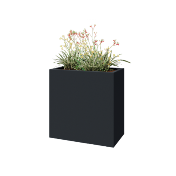 Stikla šķiedras puķu kaste - Taisnstūris - 80 x 40 x 80 cm - RAL7021 matēts (melns pelēks) - Ar dibenu