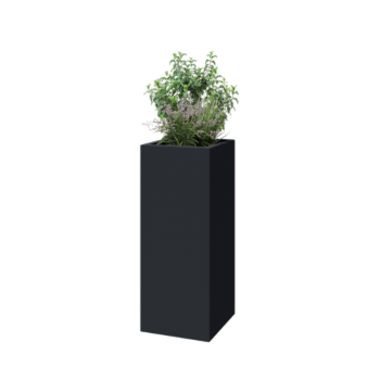 Stikla šķiedras puķu kaste - Kvadrāts - 40 x 40 x 100 cm - RAL7021 matēts (melns pelēks) - Ar dibenu