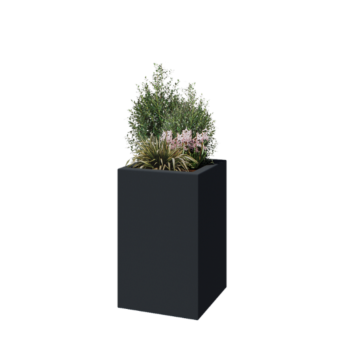 Stikla šķiedras puķu kaste - Kvadrāts - 50 x 50 x 80 cm - RAL7021 matēts (melns pelēks) - Ar dibenu