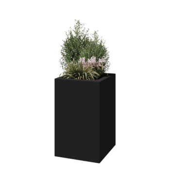 Stikla šķiedras puķu kaste - Kvadrāts - 50 x 50 x 80 cm - RAL7021 matēts (melns pelēks) - Ar dibenu