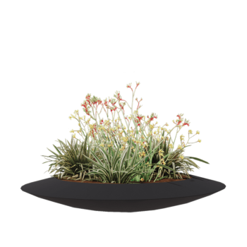 Stikla šķiedras puķu kaste - Bļoda - Ø 120 x 20 cm - RAL7021 matēts (melns pelēks) - Ar dibenu