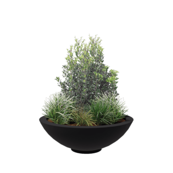 Stikla šķiedras puķu kaste - Bļoda - Ø 120 x 40 cm - RAL7021 matēts (melns pelēks) - Ar dibenu