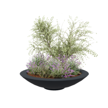 Stikla šķiedras puķu kaste - Bļoda - Ø 153 x 34 cm - RAL7021 matēts (melns pelēks) - Ar dibenu