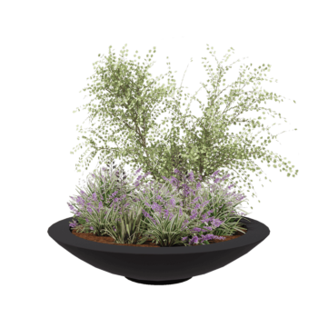 Stikla šķiedras puķu kaste - Bļoda - Ø 153 x 34 cm - RAL7021 matēts (melns pelēks) - Ar dibenu