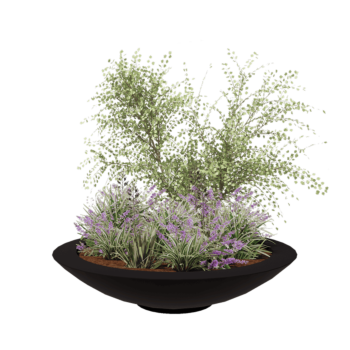 Stikla šķiedras puķu kaste - Bļoda - Ø 153 x 34 cm - RAL9005 matēts (melns) - Ar dibenu