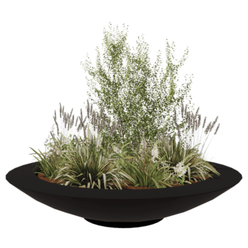 Stikla šķiedras puķu kaste - Bļoda - Ø 200 x 40 cm - RAL9005 matēts (melns) - Ar dibenu